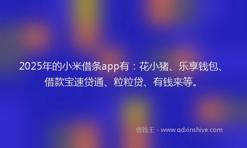 2025年的小米借条app有：花小猪、乐享钱包、借款宝速贷通、粒粒贷、有钱来等。