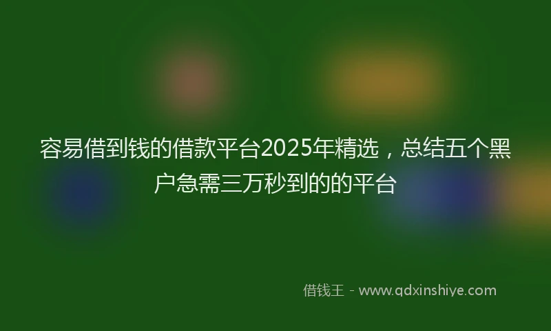 容易借到钱的借款平台2025年精选，总结五个黑户急需三万秒到的的平台