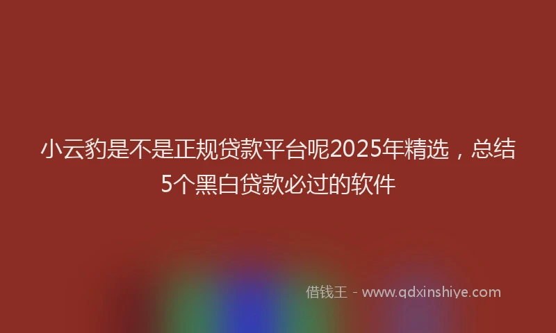 小云豹是不是正规贷款平台呢2025年精选，总结5个黑白贷款必过的软件