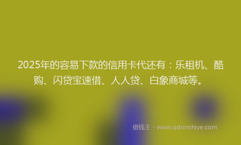 2025年的容易下款的信用卡代还有：乐租机、酷购、闪贷宝速借、人人贷、白象商城等。