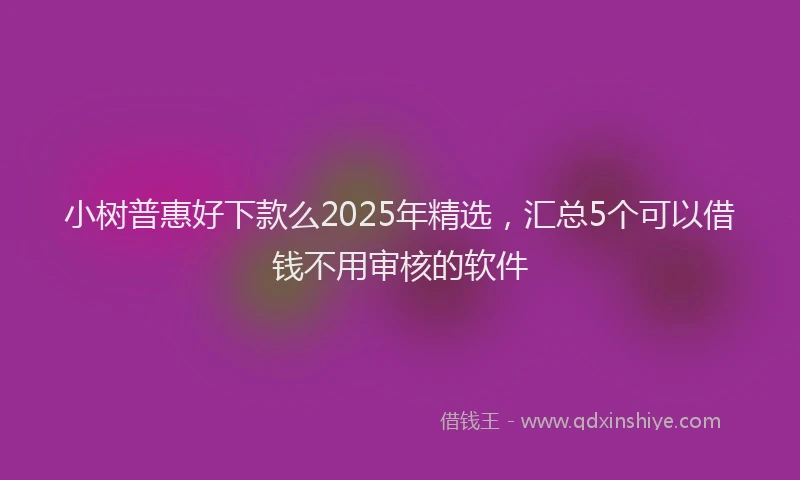 小树普惠好下款么2025年精选，汇总5个可以借钱不用审核的软件