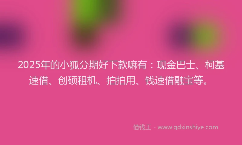 2025年的小狐分期好下款嘛有：现金巴士、柯基速借、创硕租机、拍拍用、钱速借融宝等。
