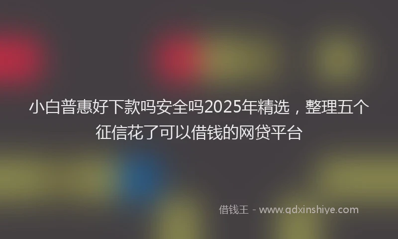 小白普惠好下款吗安全吗2025年精选，整理五个征信花了可以借钱的网贷平台