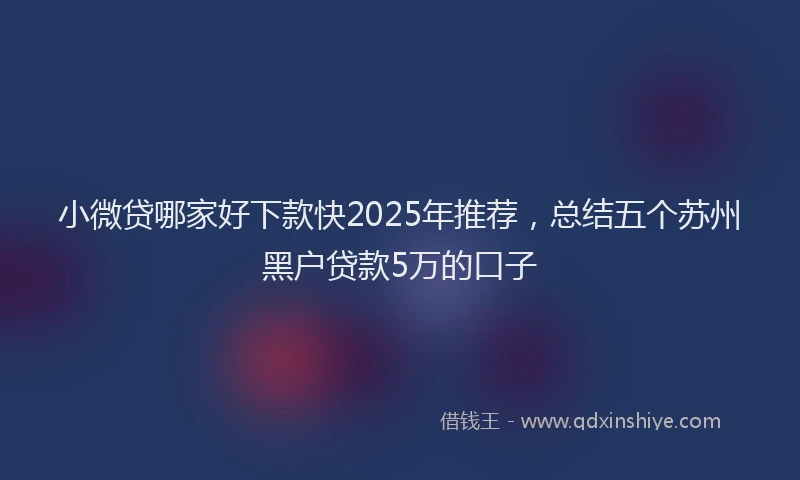 小微贷哪家好下款快2025年推荐，总结五个苏州黑户贷款5万的口子