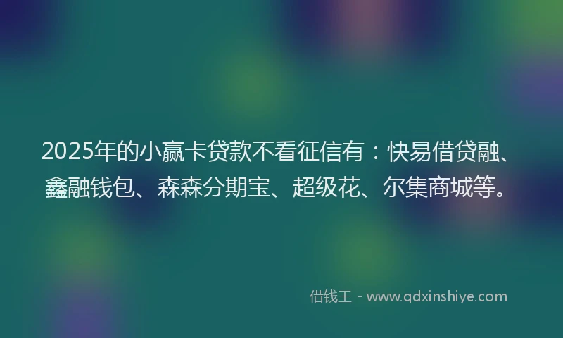 2025年的小赢卡贷款不看征信有：快易借贷融、鑫融钱包、森森分期宝、超级花、尔集商城等。