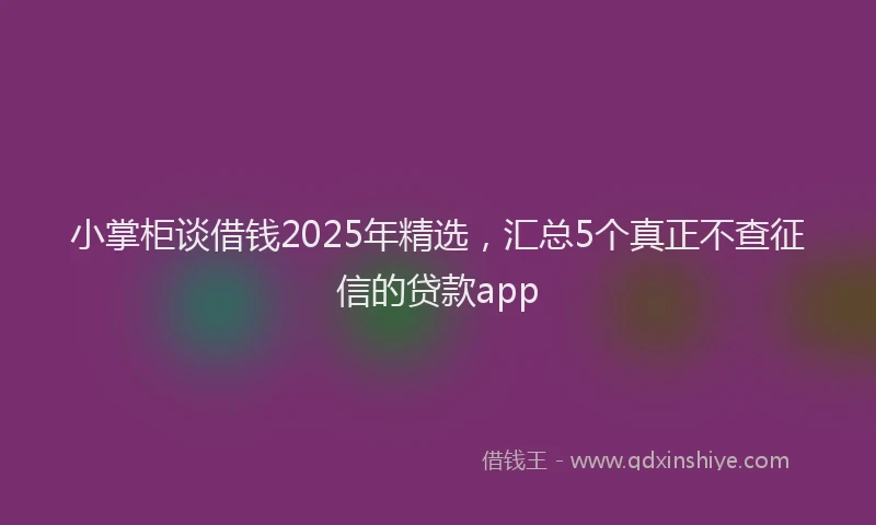 小掌柜谈借钱2025年精选，汇总5个真正不查征信的贷款app