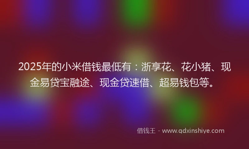2025年的小米借钱最低有：浙享花、花小猪、现金易贷宝融途、现金贷速借、超易钱包等。