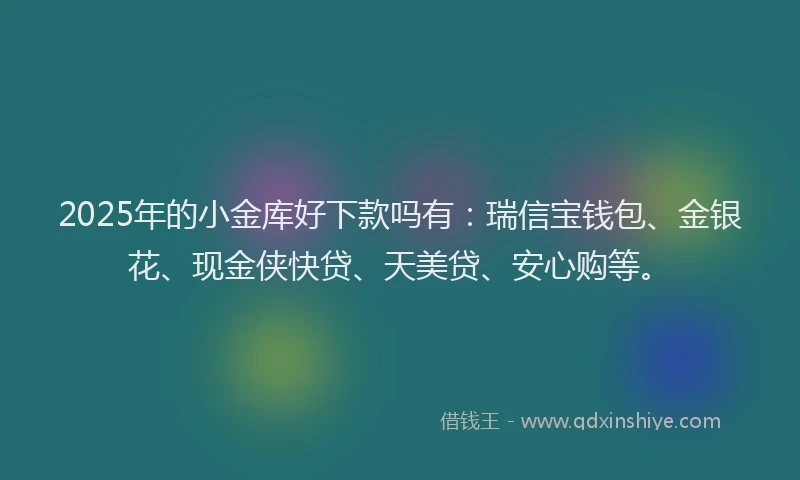 2025年的小金库好下款吗有：瑞信宝钱包、金银花、现金侠快贷、天美贷、安心购等。