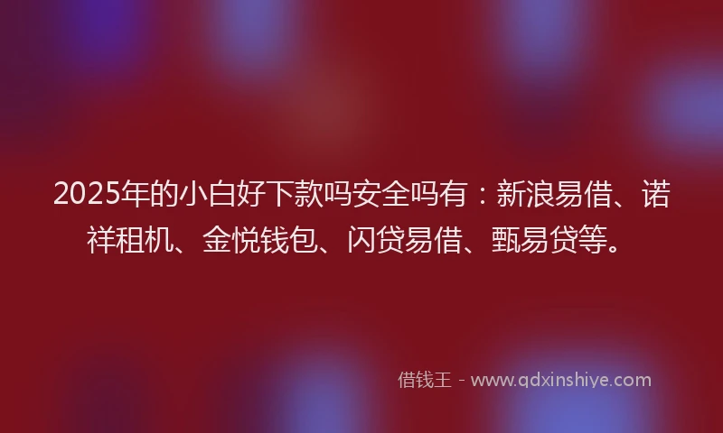 2025年的小白好下款吗安全吗有：新浪易借、诺祥租机、金悦钱包、闪贷易借、甄易贷等。