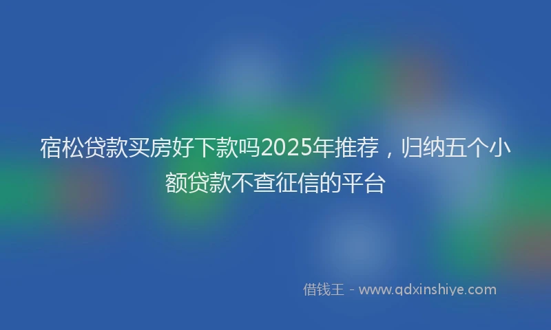 宿松贷款买房好下款吗2025年推荐，归纳五个小额贷款不查征信的平台