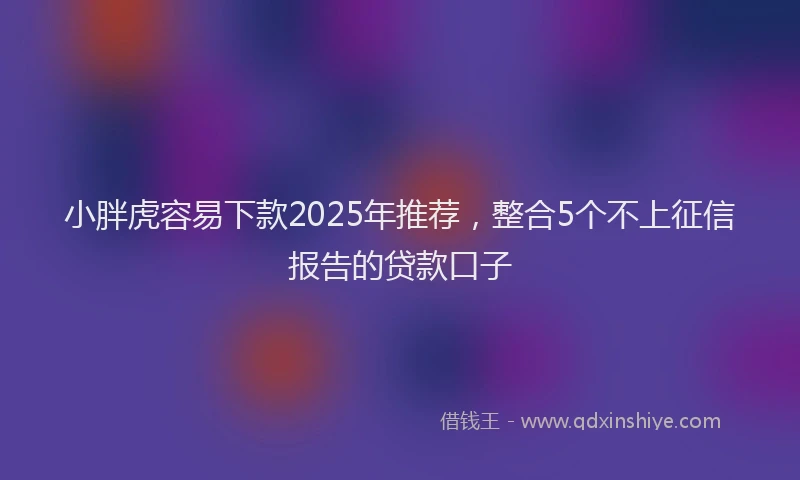小胖虎容易下款2025年推荐，整合5个不上征信报告的贷款口子