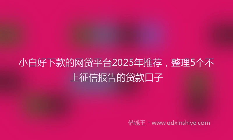 小白好下款的网贷平台2025年推荐，整理5个不上征信报告的贷款口子
