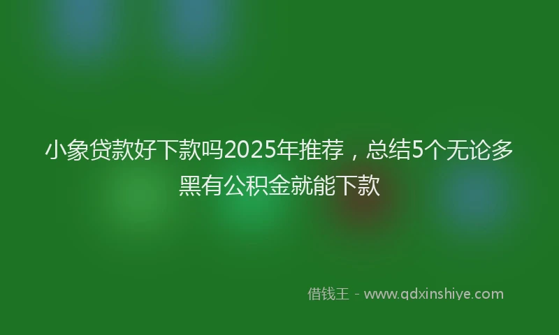 小象贷款好下款吗2025年推荐，总结5个无论多黑有公积金就能下款