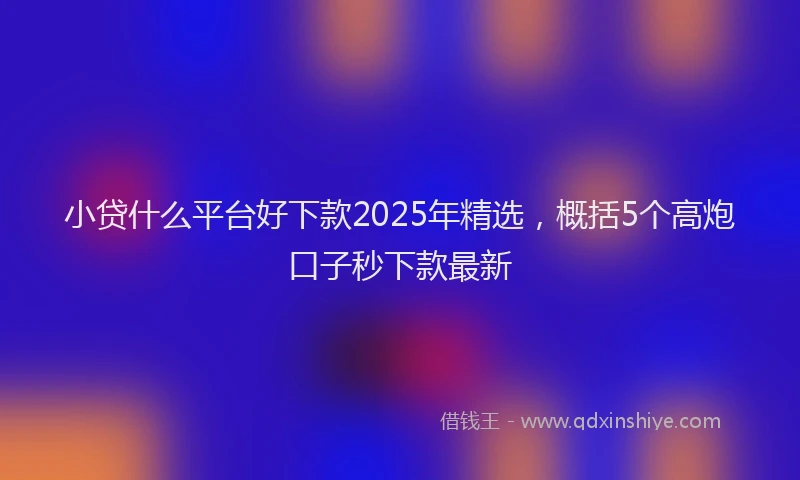 小贷什么平台好下款2025年精选，概括5个高炮口子秒下款最新