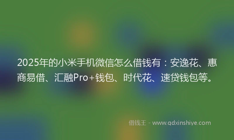 2025年的小米手机微信怎么借钱有：安逸花、惠商易借、汇融Pro+钱包、时代花、速贷钱包等。