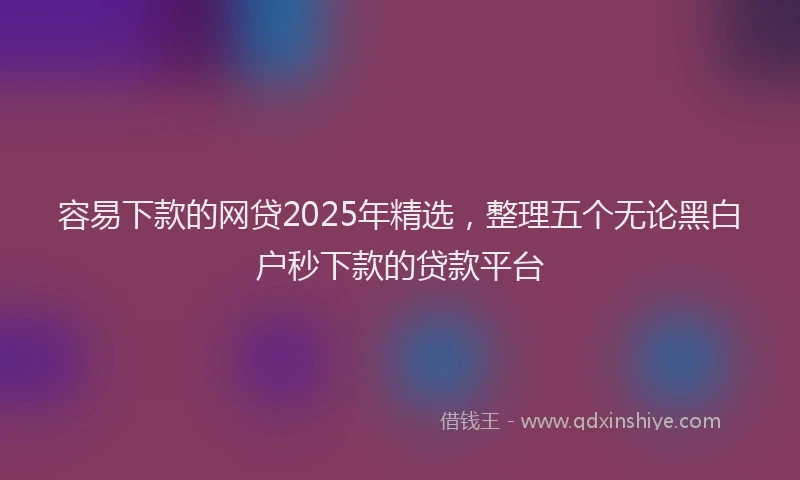 容易下款的网贷2025年精选，整理五个无论黑白户秒下款的贷款平台