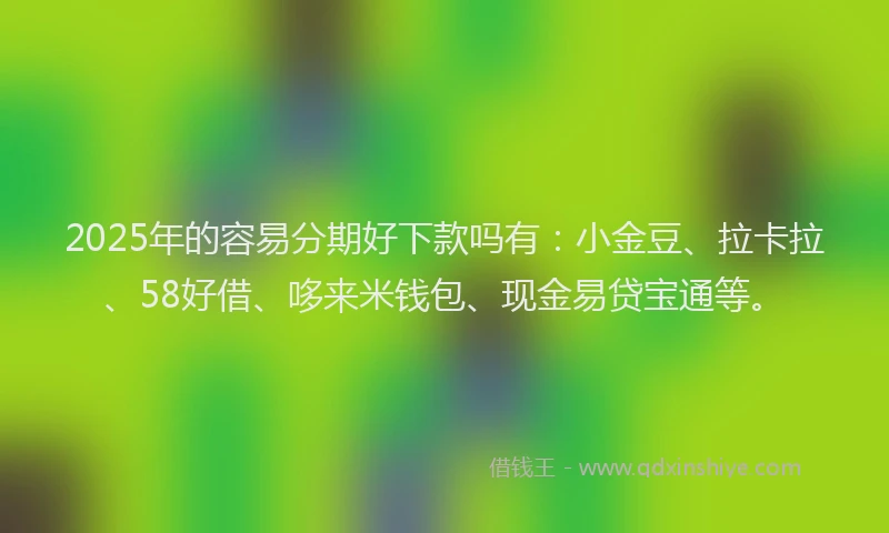 2025年的容易分期好下款吗有：小金豆、拉卡拉、58好借、哆来米钱包、现金易贷宝通等。