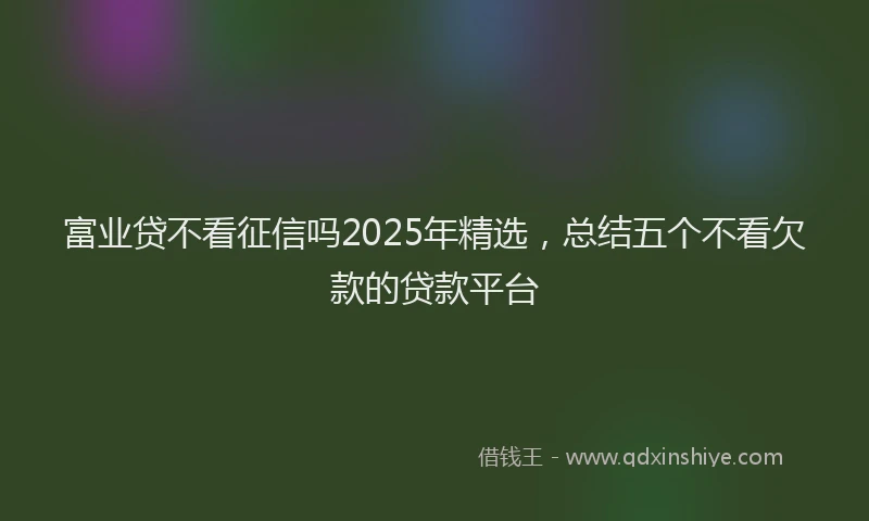 富业贷不看征信吗2025年精选，总结五个不看欠款的贷款平台