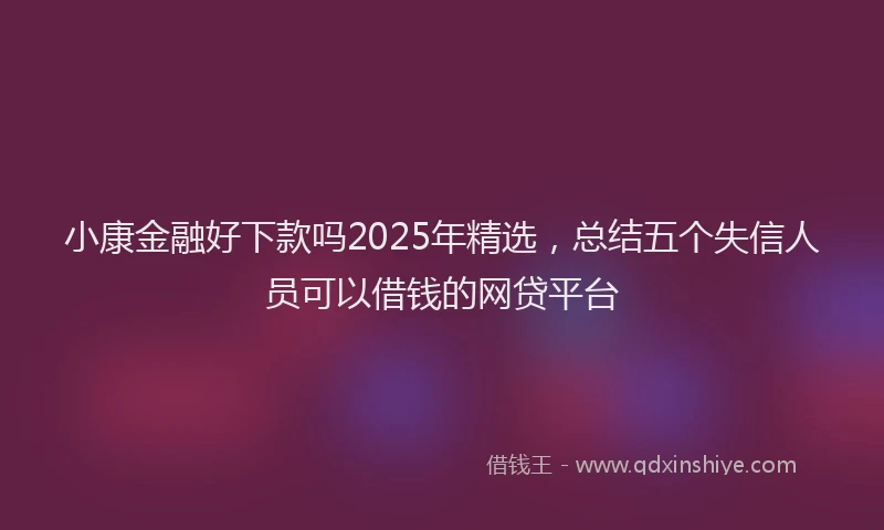 小康金融好下款吗2025年精选，总结五个失信人员可以借钱的网贷平台