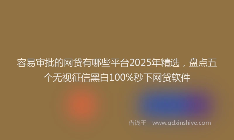 容易审批的网贷有哪些平台2025年精选，盘点五个无视征信黑白100%秒下网贷软件