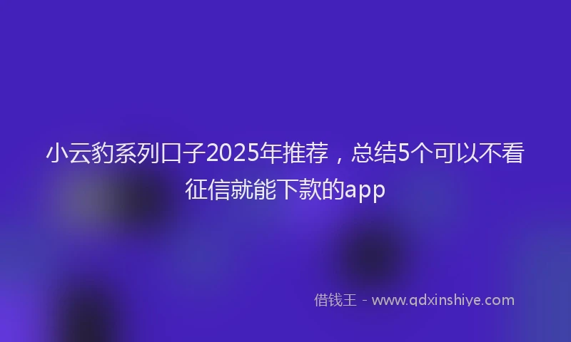 小云豹系列口子2025年推荐，总结5个可以不看征信就能下款的app