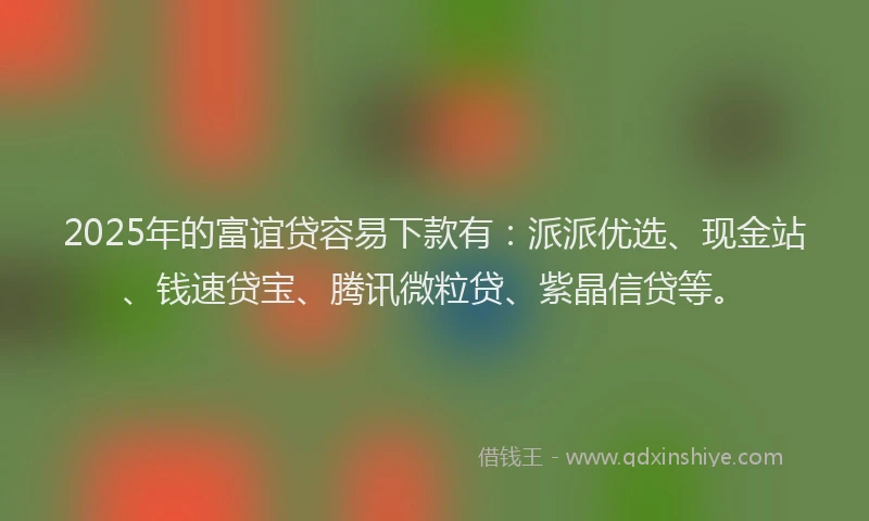 2025年的富谊贷容易下款有：派派优选、现金站、钱速贷宝、腾讯微粒贷、紫晶信贷等。