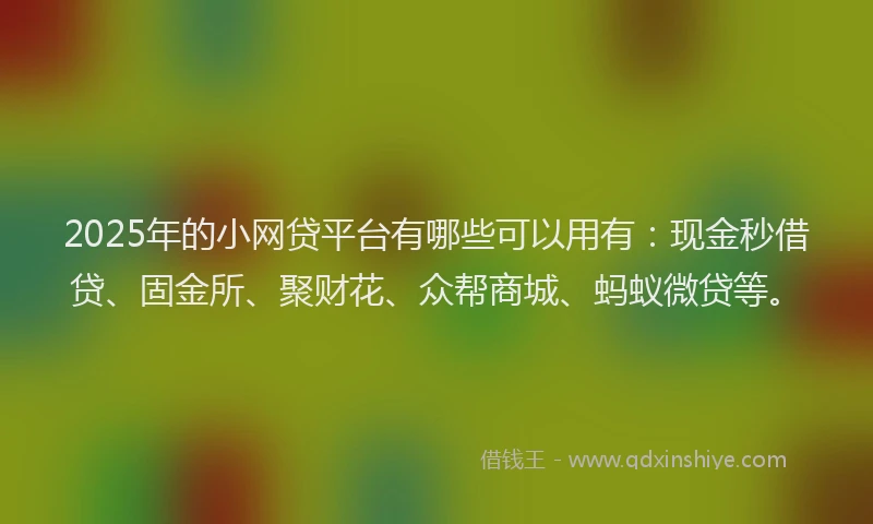 2025年的小网贷平台有哪些可以用有：现金秒借贷、固金所、聚财花、众帮商城、蚂蚁微贷等。