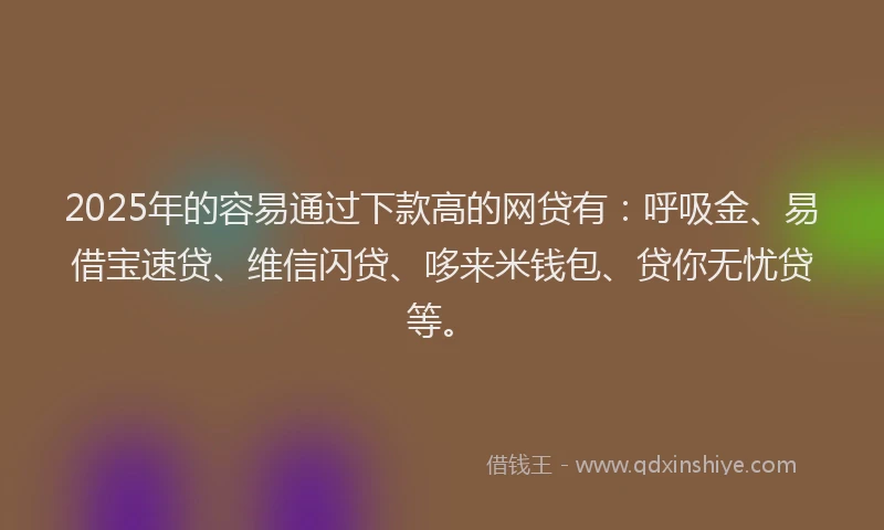 2025年的容易通过下款高的网贷有：呼吸金、易借宝速贷、维信闪贷、哆来米钱包、贷你无忧贷等。