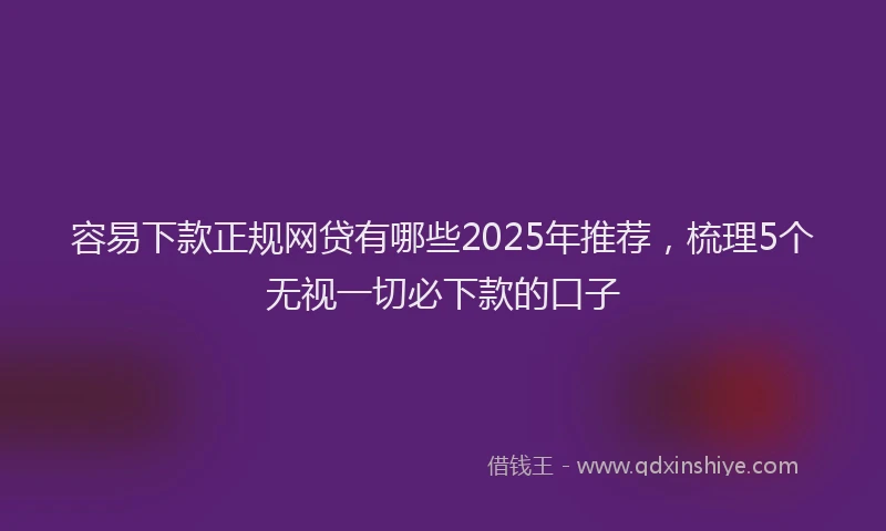 容易下款正规网贷有哪些2025年推荐，梳理5个无视一切必下款的口子