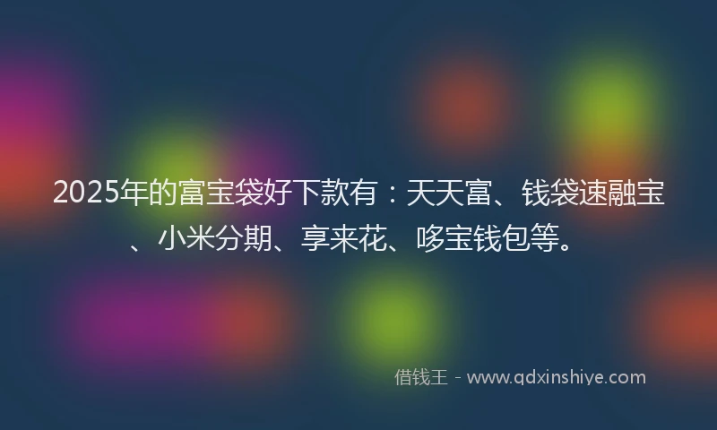2025年的富宝袋好下款有：天天富、钱袋速融宝、小米分期、享来花、哆宝钱包等。