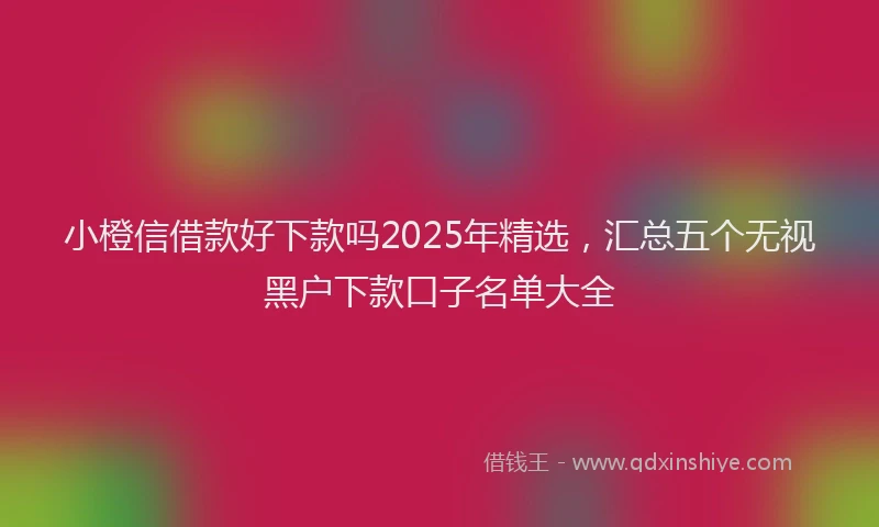 小橙信借款好下款吗2025年精选，汇总五个无视黑户下款口子名单大全