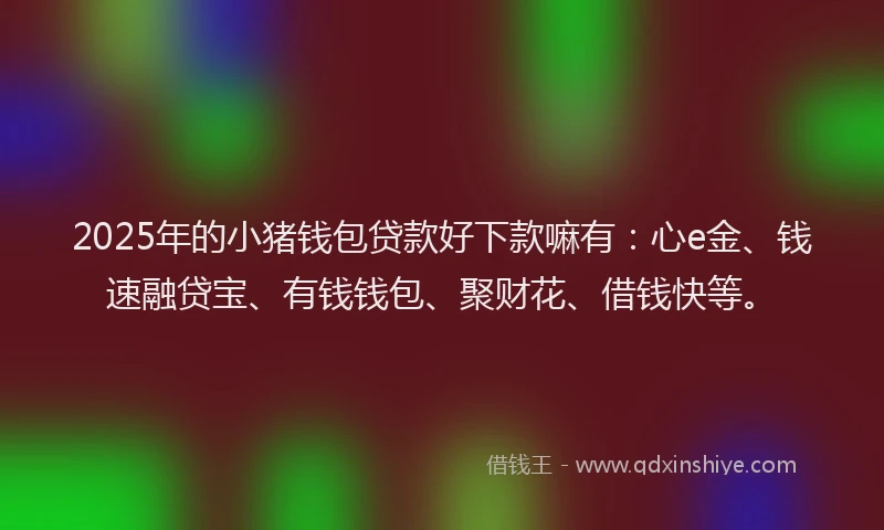 2025年的小猪钱包贷款好下款嘛有：心e金、钱速融贷宝、有钱钱包、聚财花、借钱快等。