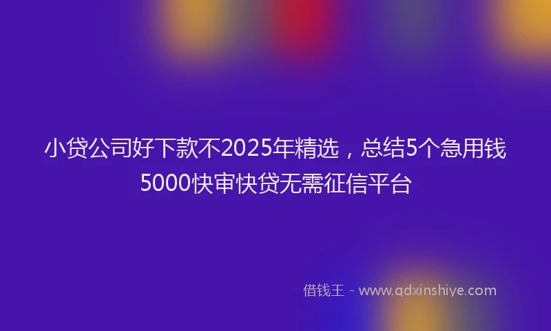 小贷公司好下款不2025年精选，总结5个急用钱5000快审快贷无需征信平台