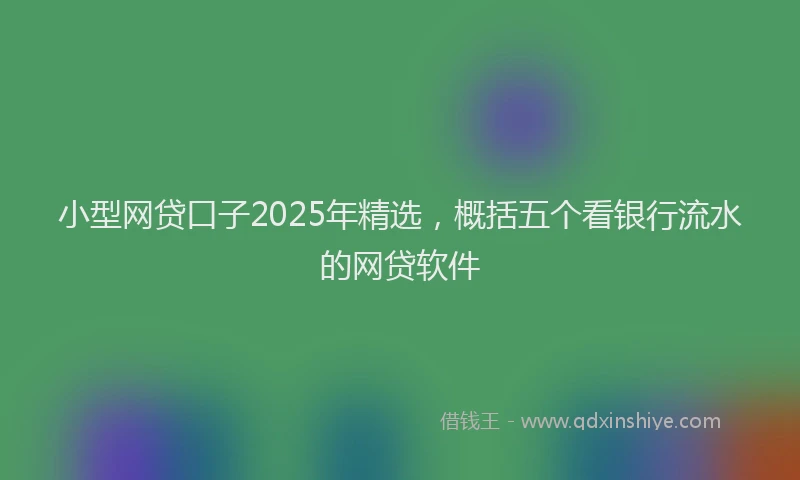 小型网贷口子2025年精选，概括五个看银行流水的网贷软件
