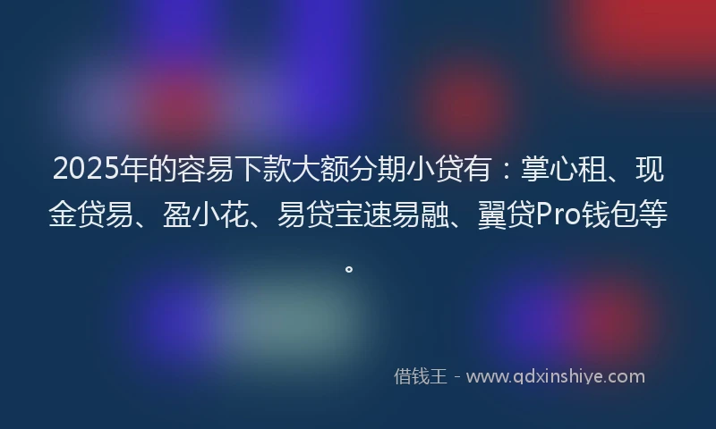 2025年的容易下款大额分期小贷有：掌心租、现金贷易、盈小花、易贷宝速易融、翼贷Pro钱包等。