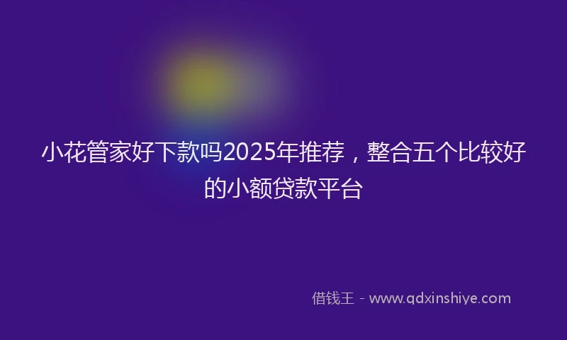 小花管家好下款吗2025年推荐，整合五个比较好的小额贷款平台