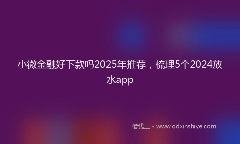 小微金融好下款吗2025年推荐，梳理5个2024放水app