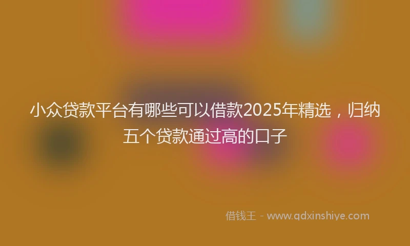 小众贷款平台有哪些可以借款2025年精选，归纳五个贷款通过高的口子