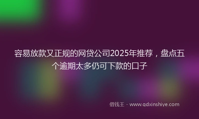 容易放款又正规的网贷公司2025年推荐，盘点五个逾期太多仍可下款的口子