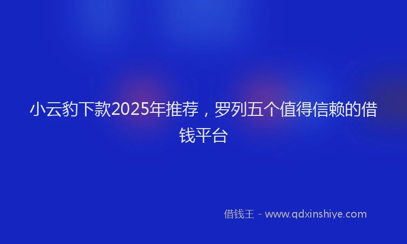 小云豹下款2025年推荐，罗列五个值得信赖的借钱平台