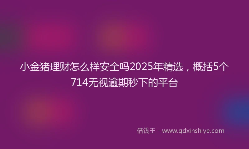 小金猪理财怎么样安全吗2025年精选，概括5个714无视逾期秒下的平台