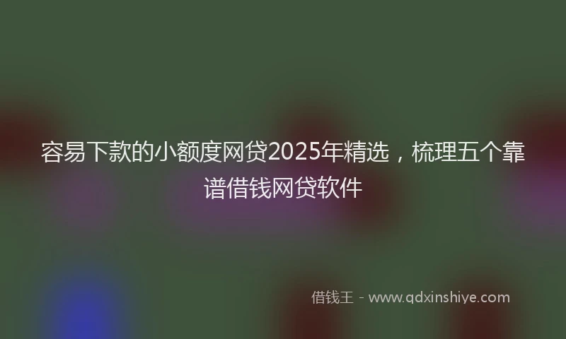 容易下款的小额度网贷2025年精选，梳理五个靠谱借钱网贷软件