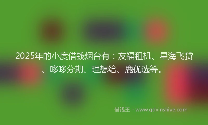 2025年的小度借钱烟台有：友福租机、星海飞贷、哆哆分期、理想给、鹿优选等。