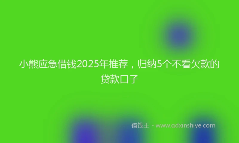 小熊应急借钱2025年推荐，归纳5个不看欠款的贷款口子