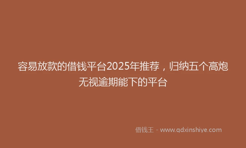 容易放款的借钱平台2025年推荐，归纳五个高炮无视逾期能下的平台