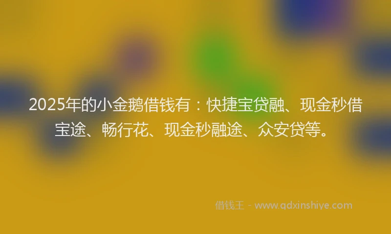 2025年的小金鹅借钱有：快捷宝贷融、现金秒借宝途、畅行花、现金秒融途、众安贷等。