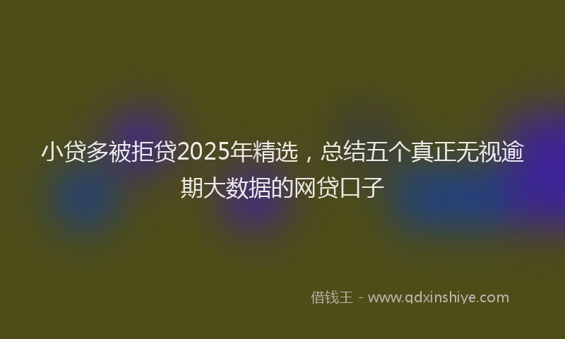 小贷多被拒贷2025年精选，总结五个真正无视逾期大数据的网贷口子