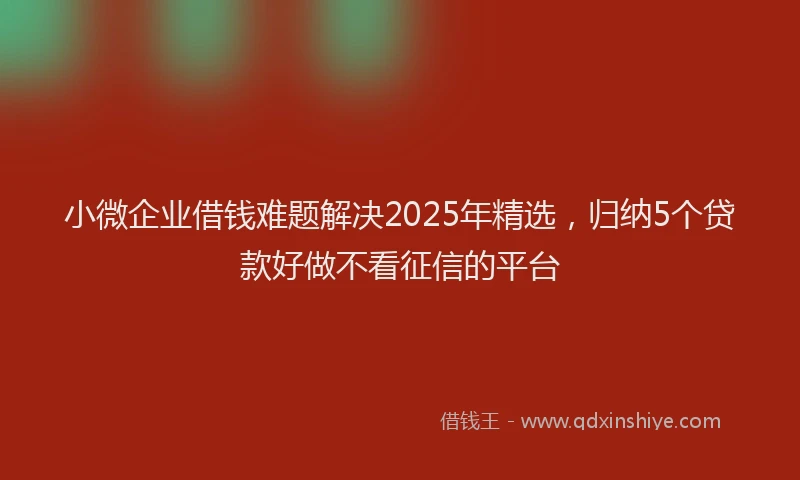 小微企业借钱难题解决2025年精选，归纳5个贷款好做不看征信的平台
