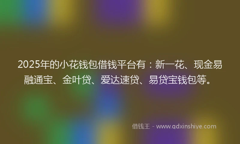 2025年的小花钱包借钱平台有：新一花、现金易融通宝、金叶贷、爱达速贷、易贷宝钱包等。