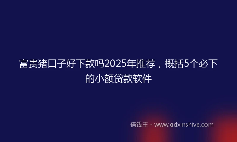 富贵猪口子好下款吗2025年推荐，概括5个必下的小额贷款软件